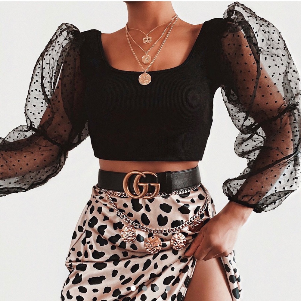polka dot mesh top